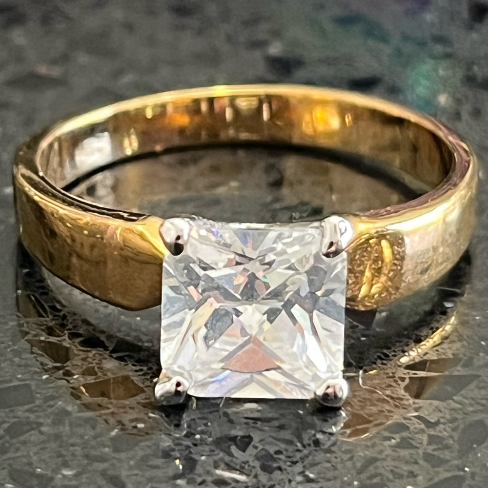 3ct brilliant cut princess Cz diamond solitaire engagement wedding ring gold New